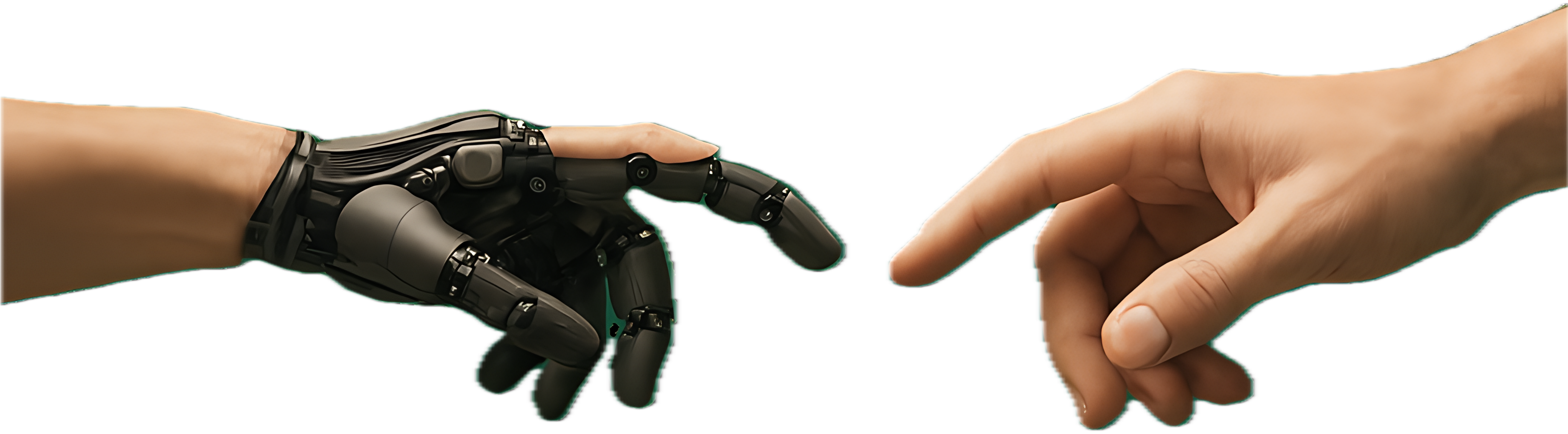 AI and human hand reaching toward each other